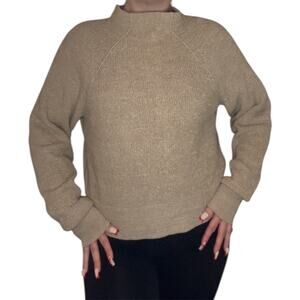 Free People Ribbed Knit Raglan Sweater Neutral Oatmeal Cozy Pullover Sz Small